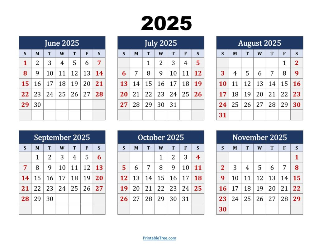 Six Month Calendar 2024-2025 Printable Pdf- 6 Months Calendar for 6 Month Printable Calendar 2025
