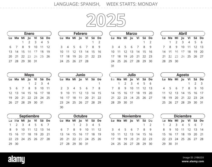 Printable Calendar 2025 In Spanish