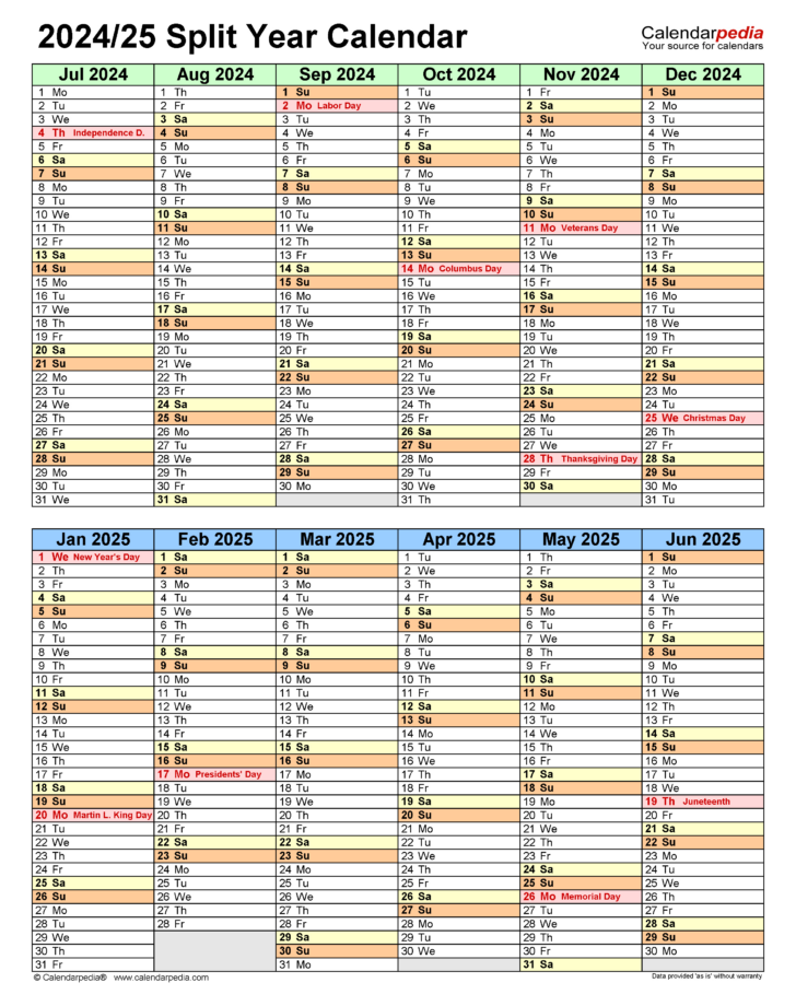 July 2024 To July 2025 Calendar Printable