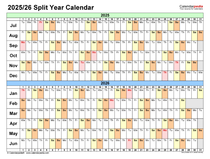July 2025 To July 2026 Calendar Printable