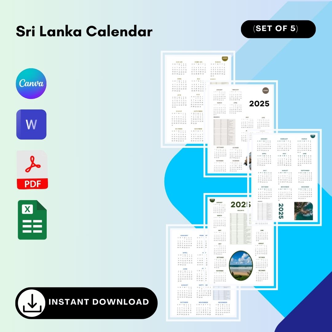 Sri Lanka 2025 Calendar With Holidays | Printable Pdf &amp;amp; Excel for Printable Calendar 2025 Sri Lanka