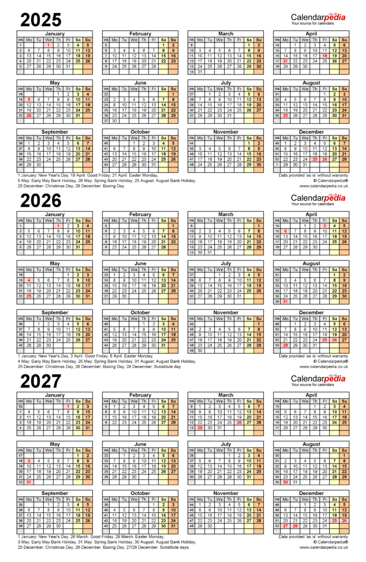 Printable Calendar 2025 2026 2027