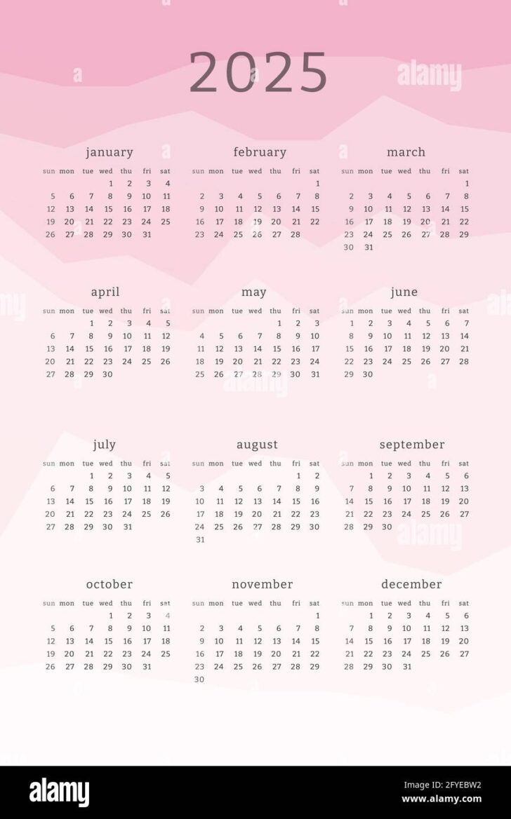 Printable Calendar 2025 Pink