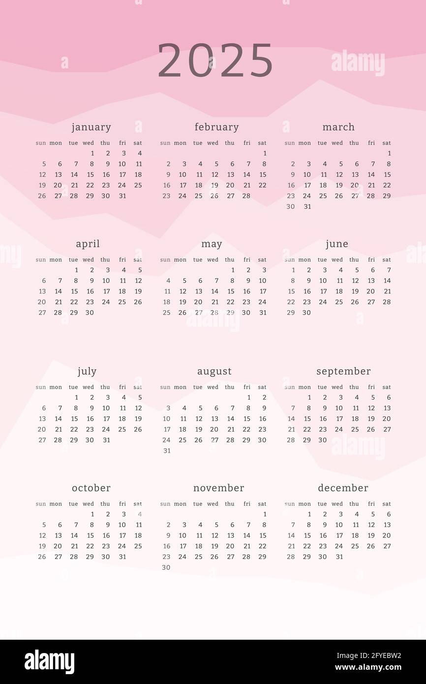 Vertical Pink Calendar For 2025 Year. Mountains Silhouettes pertaining to Printable Calendar 2025 Pink