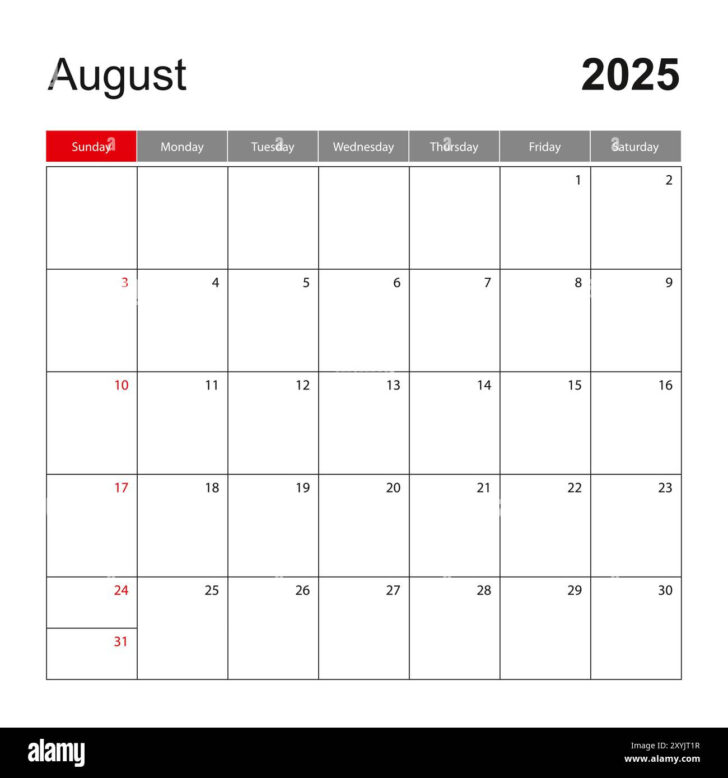 Show August 2025 Calendar