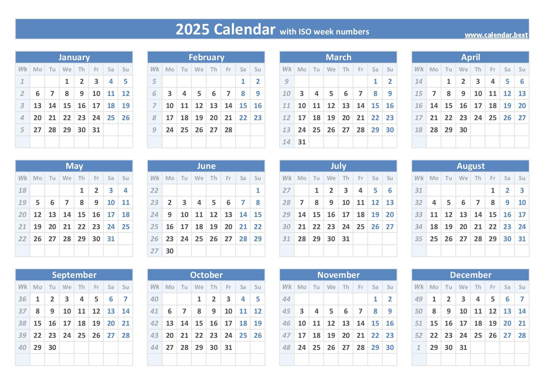 Week 52 2025: Dates, Calendar And Weekly Schedule To Print with regard to 52 Week Calendar 2025 Printable