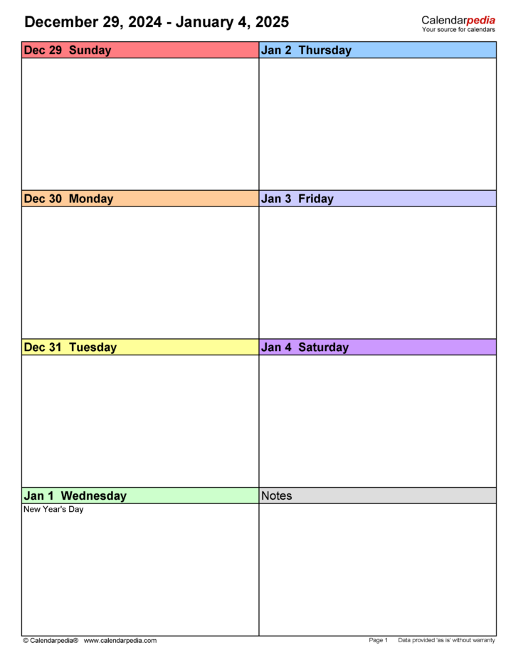 Free Printable Daily Calendar 2025