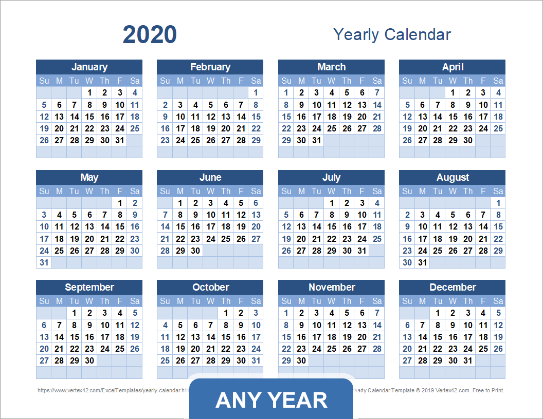 Yearly Calendar Template For 2025 And Beyond intended for Vertex42 Printable Calendar 2025