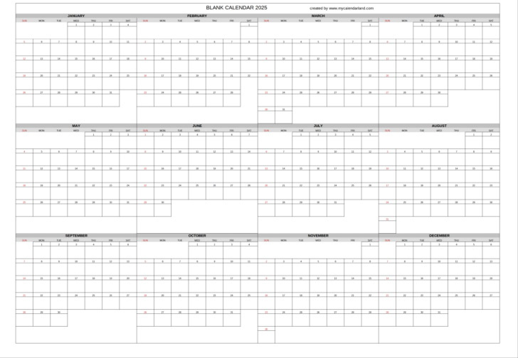 Printable Calendar 2025 Big Boxes