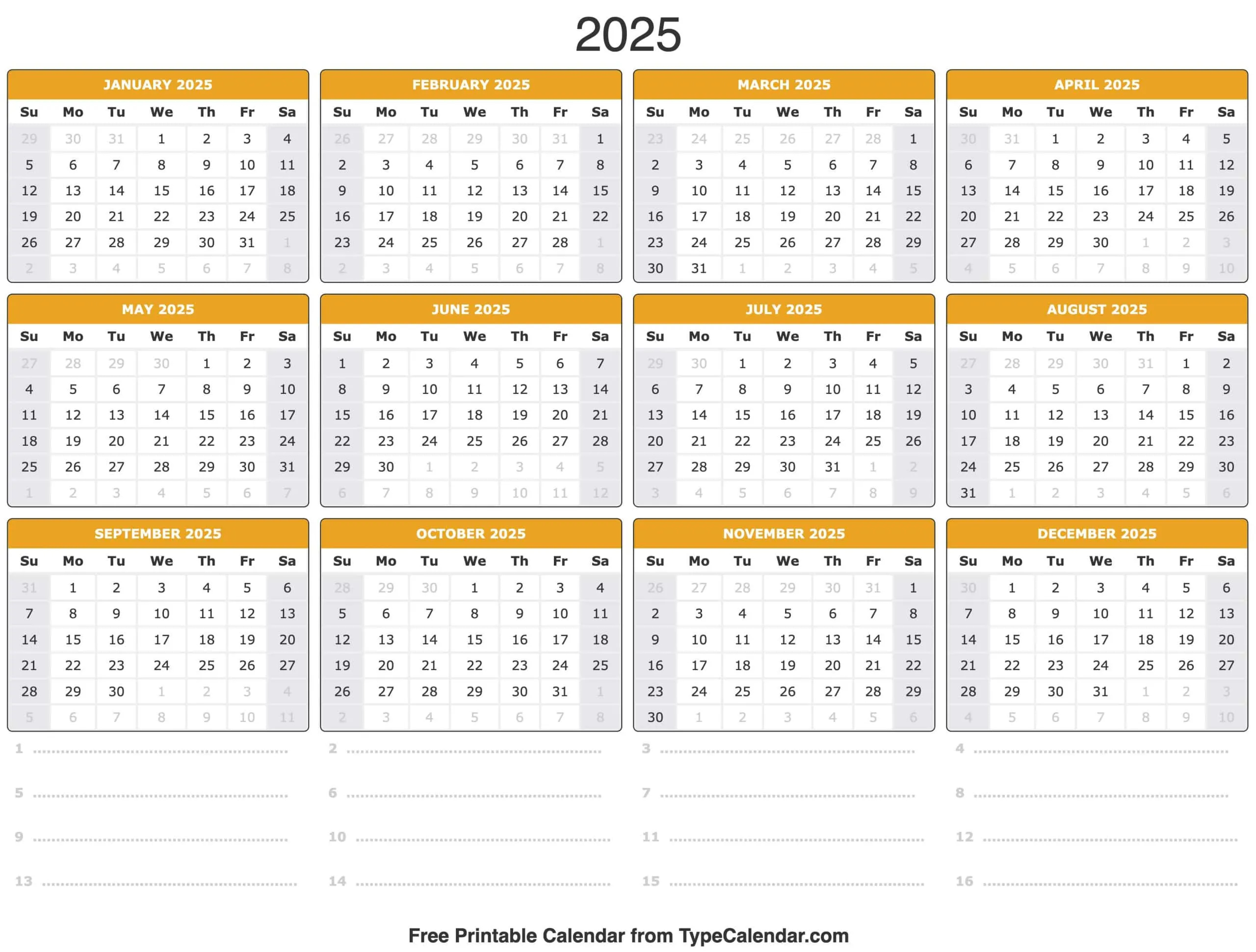 2025 Calendar - Printable Calendar 2025 With Holidays for October 2024 to September 2025 Calendar