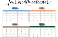 2025 Four Month Calendars – 31 Free Printables | Printabulls inside September To December 2025 Calendar