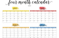 2025 Four Month Calendars – 31 Free Printables | Printabulls pertaining to June Through September 2025 Calendar