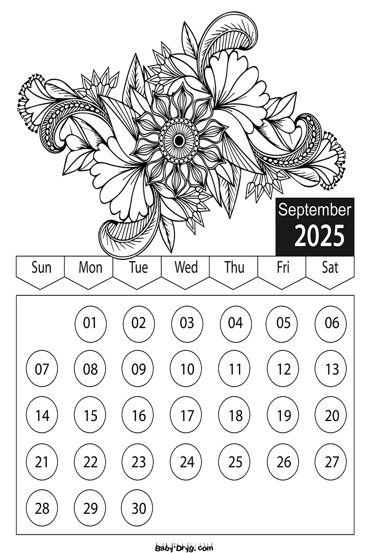 2025 October Children Coloring Book Calendar | Coloring Calendar for September 2025 Calendar Coloring Page