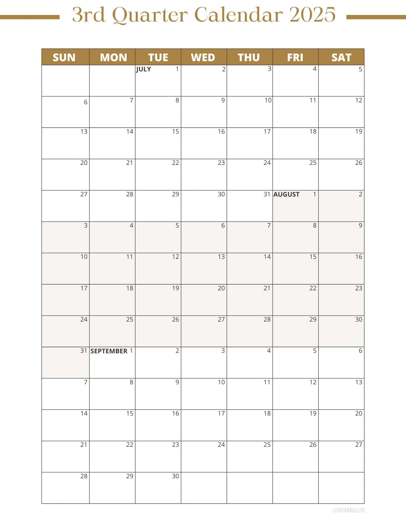 3 Month Calendar Printables: 2025 And 2026! ⋆ Love Our Real Life pertaining to September 2025 Calendar Waterproof