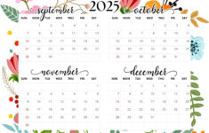 4 Month Calendar Printables – September, October, November And regarding September to November 2025 Calendar