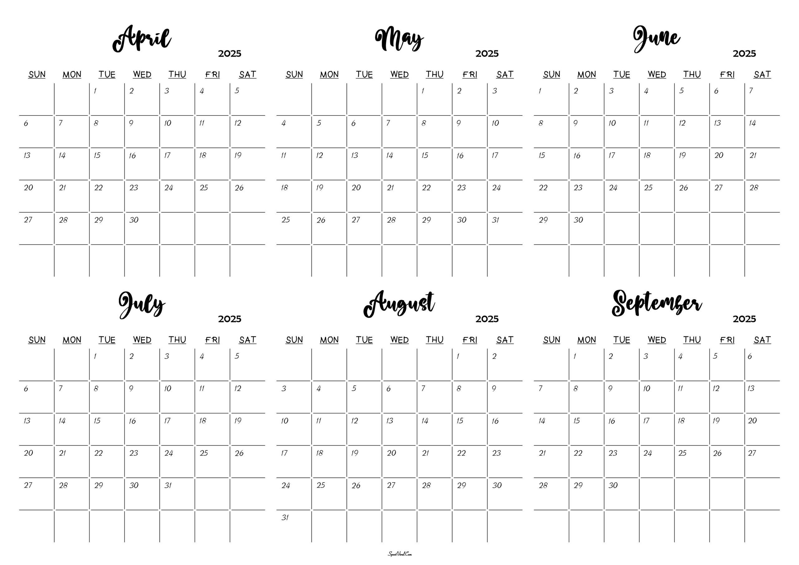 April To September 2025 Calendar Templates with regard to April To September 2025 Calendar