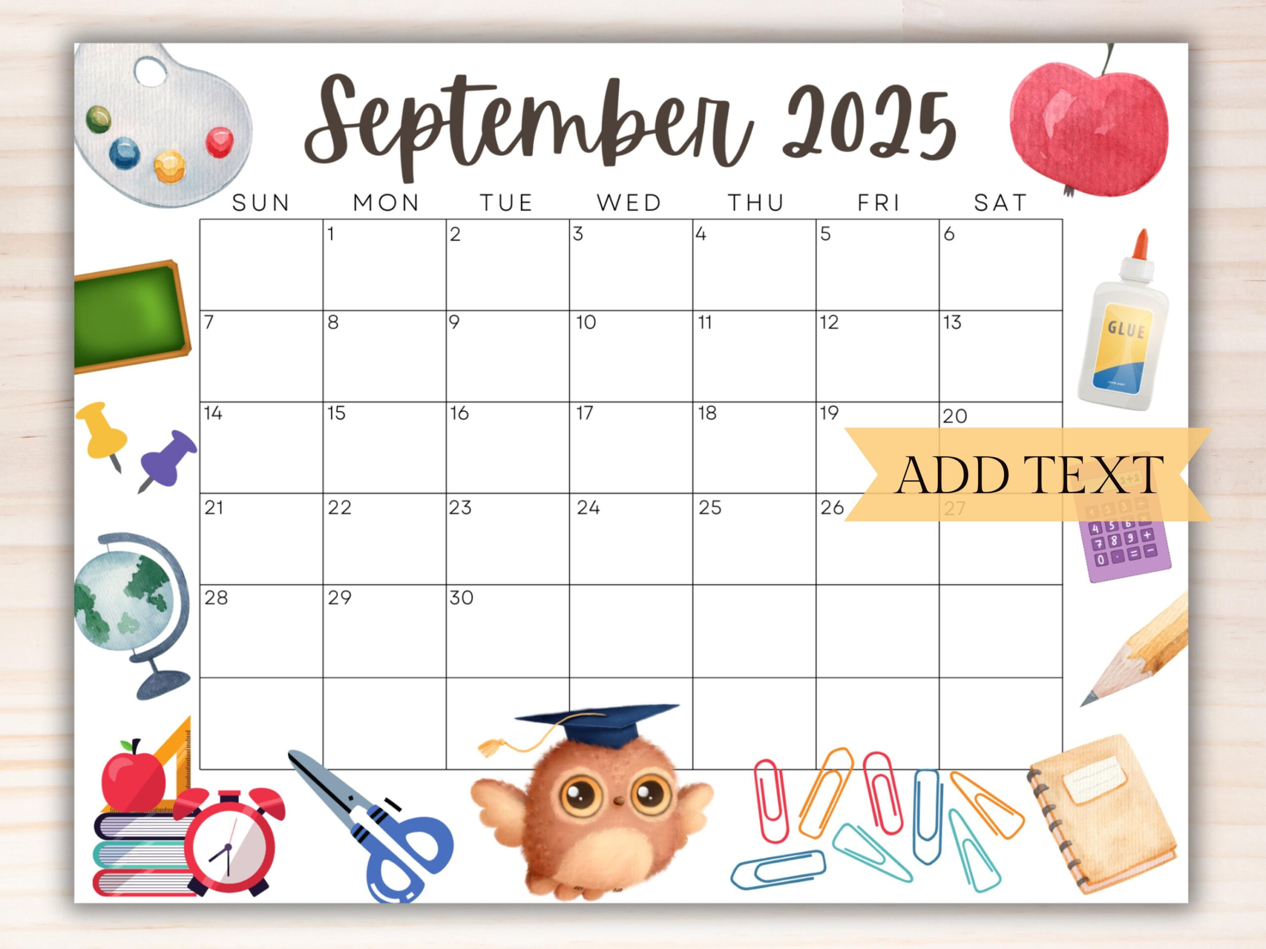 Bearbeitbarer Kalender Für September 2025, Druckbarer for September 2025 Calendar School