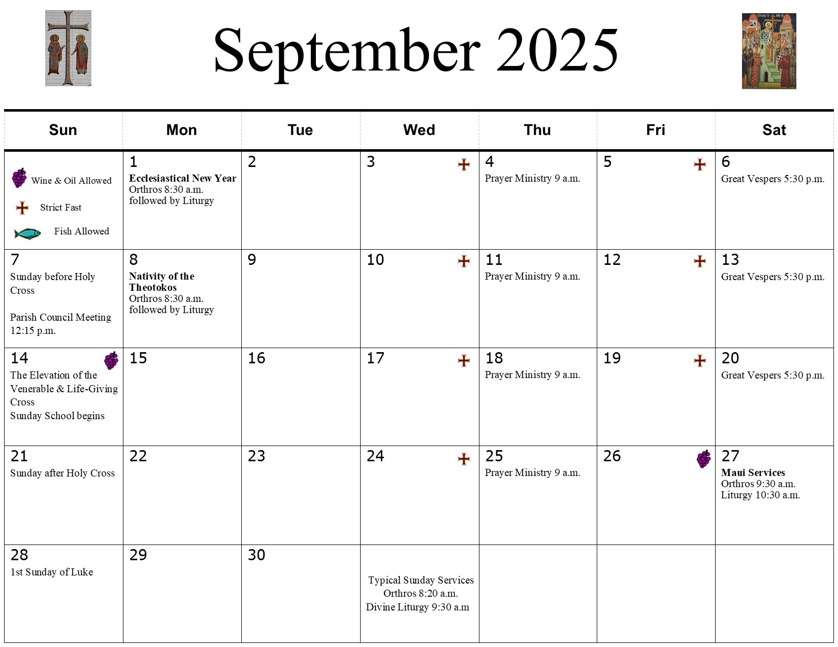 Bulletins &amp;amp; Calendars | Ss. Constantine &amp;amp; Helengreek Orthodox with regard to Calendar Orthodox 2025 September