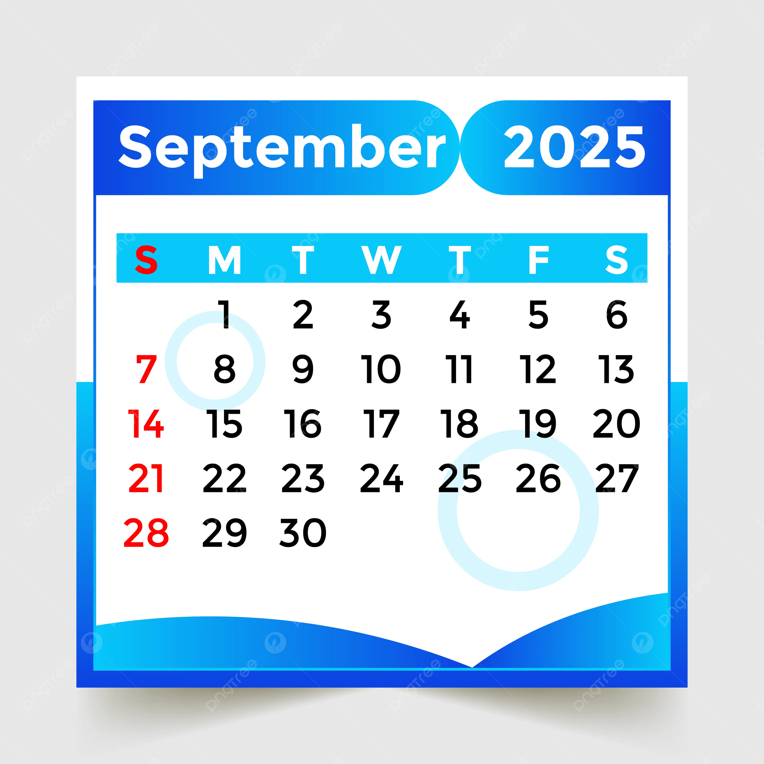 Calendar 2025 Month Of September Skyblue Vector Template Download for September 2025 Calendar Blue
