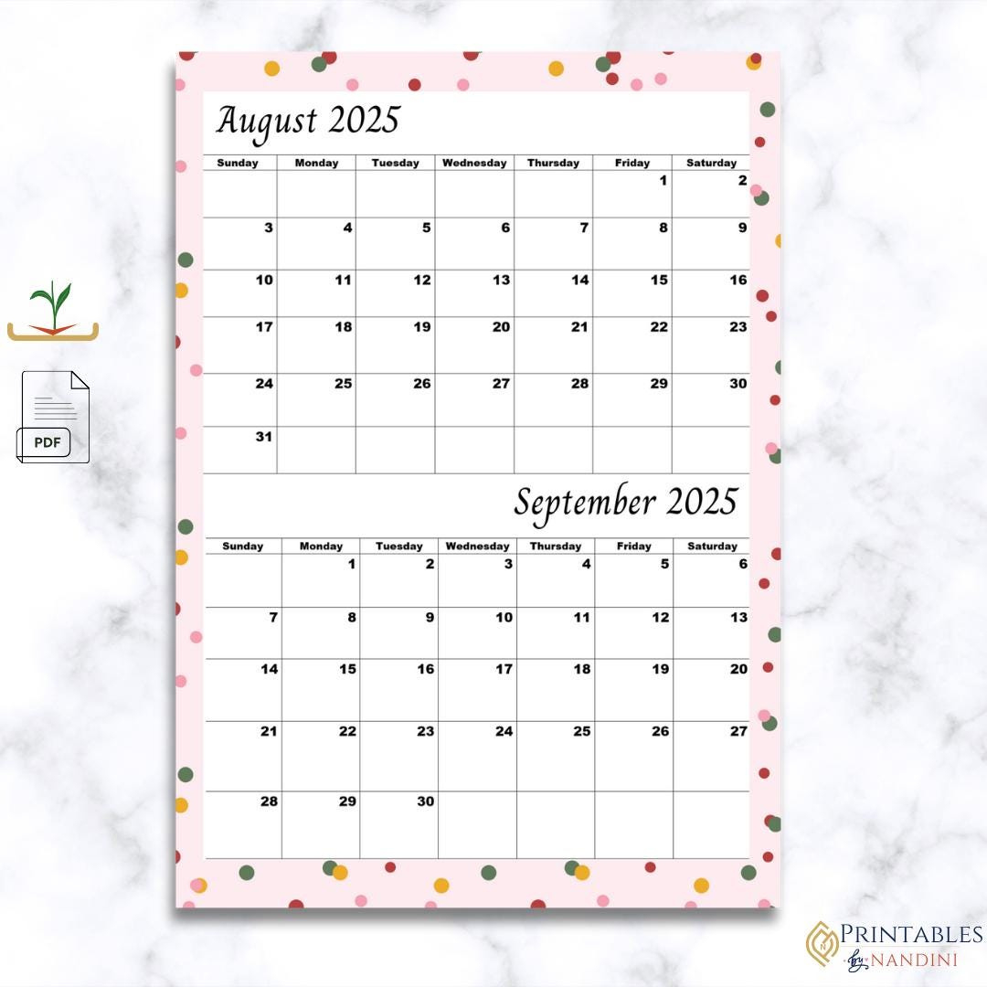 Druckbarer Kalender Für August 2025 &amp;amp; September 2025, Sonntag inside Printable August September 2025 Calendar