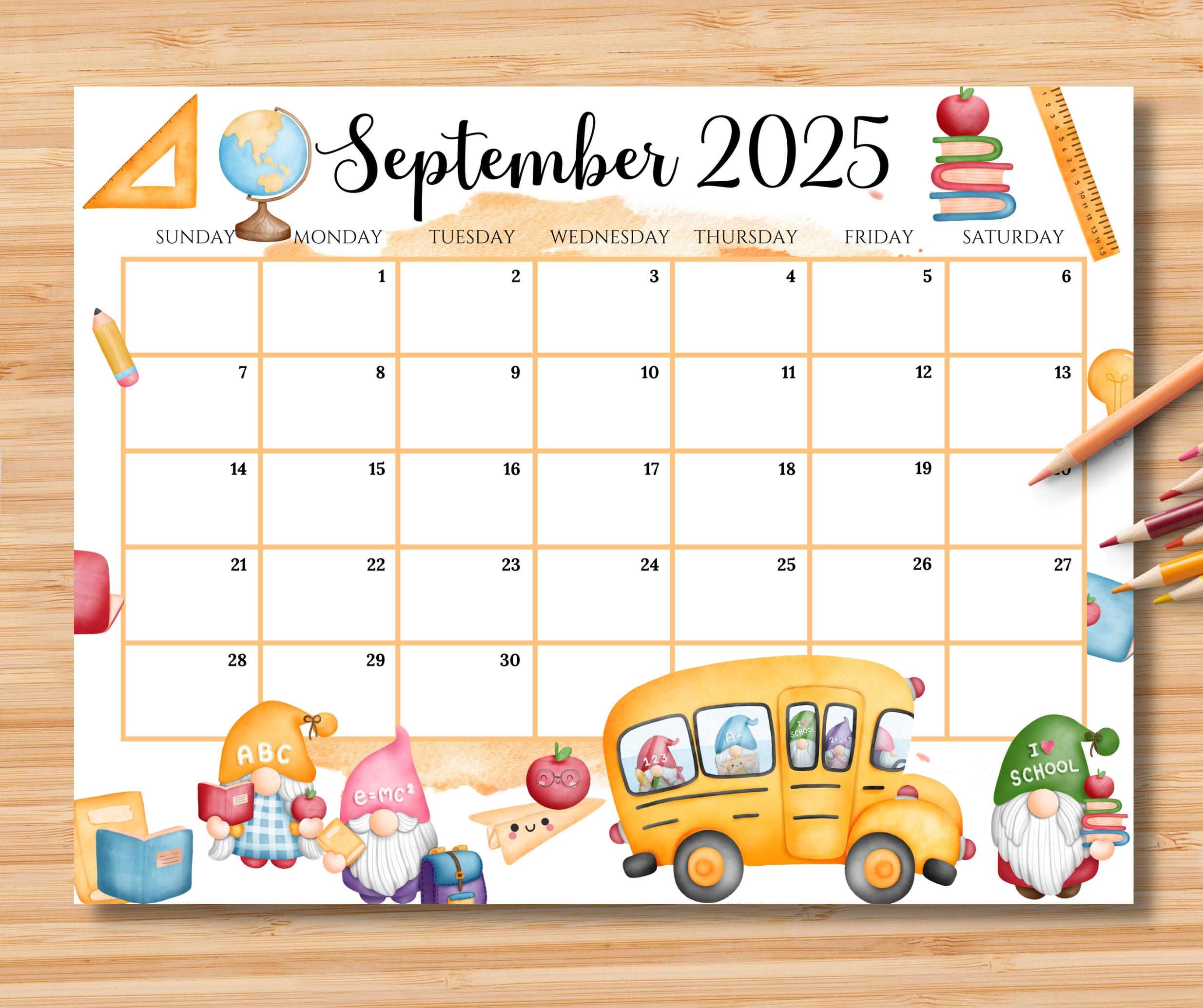 Editable September 2025 Calendar, Back To School Planner With Cute regarding September 2025 Calendar Kids