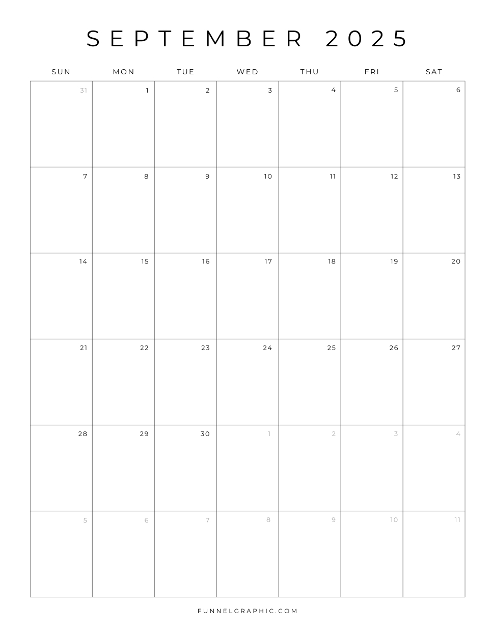 Free 2025 Calendar Printable Blank Portrait Templates pertaining to Printable Blank September 2025 Calendar