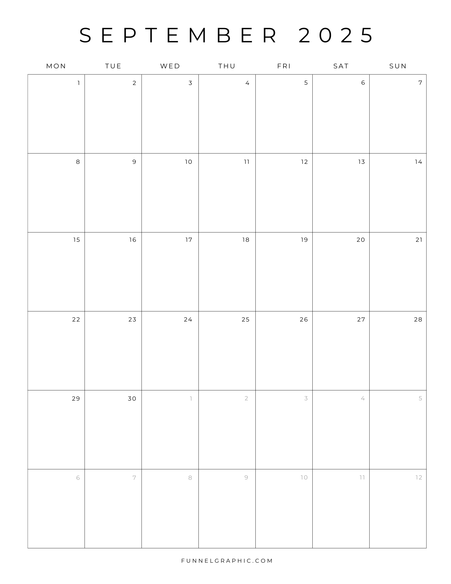 Free 2025 Calendar Printable Blank Portrait Templates throughout September 2025 Calendar Blank