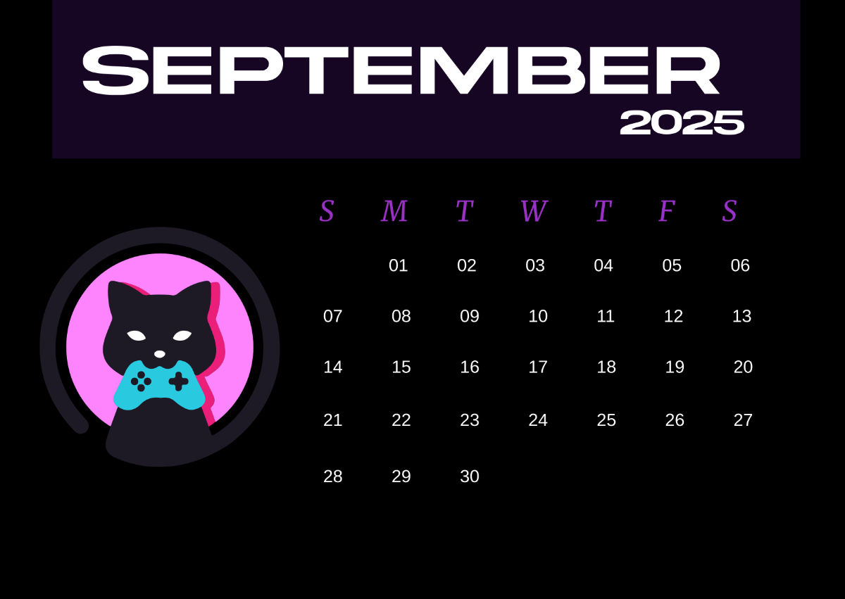 Free Dark Mode Design September 2025 Calendar Template To Edit Online for September 2025 Calendar Black Background