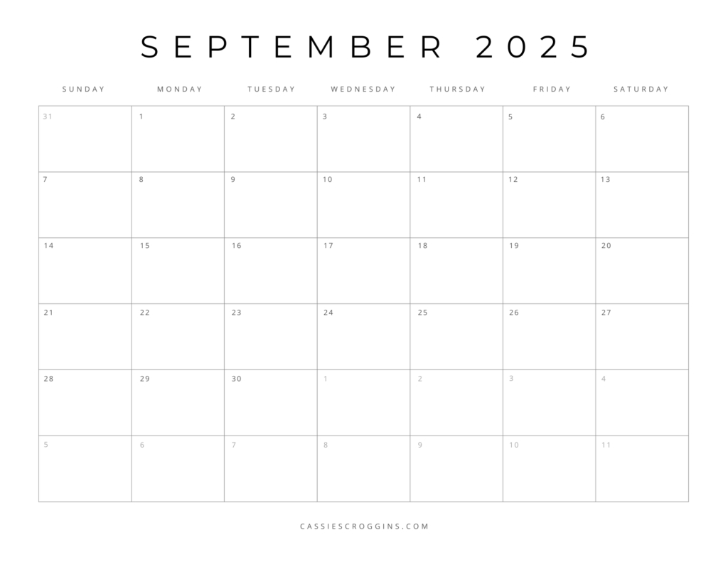 Free Printable 2025 Blank Calendar Templates (All 12 Months) throughout Blank Calendar September 2025 Printable