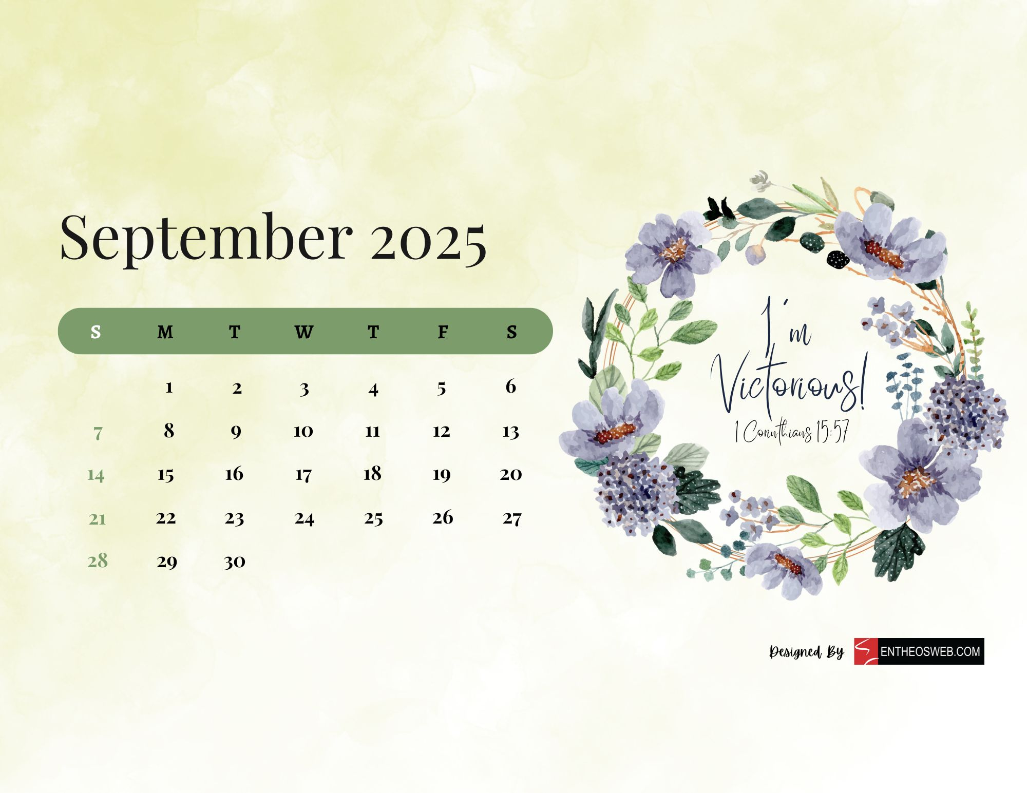 Free Printable September 2025 Calendars | Entheosweb regarding September 2025 Calendar Background