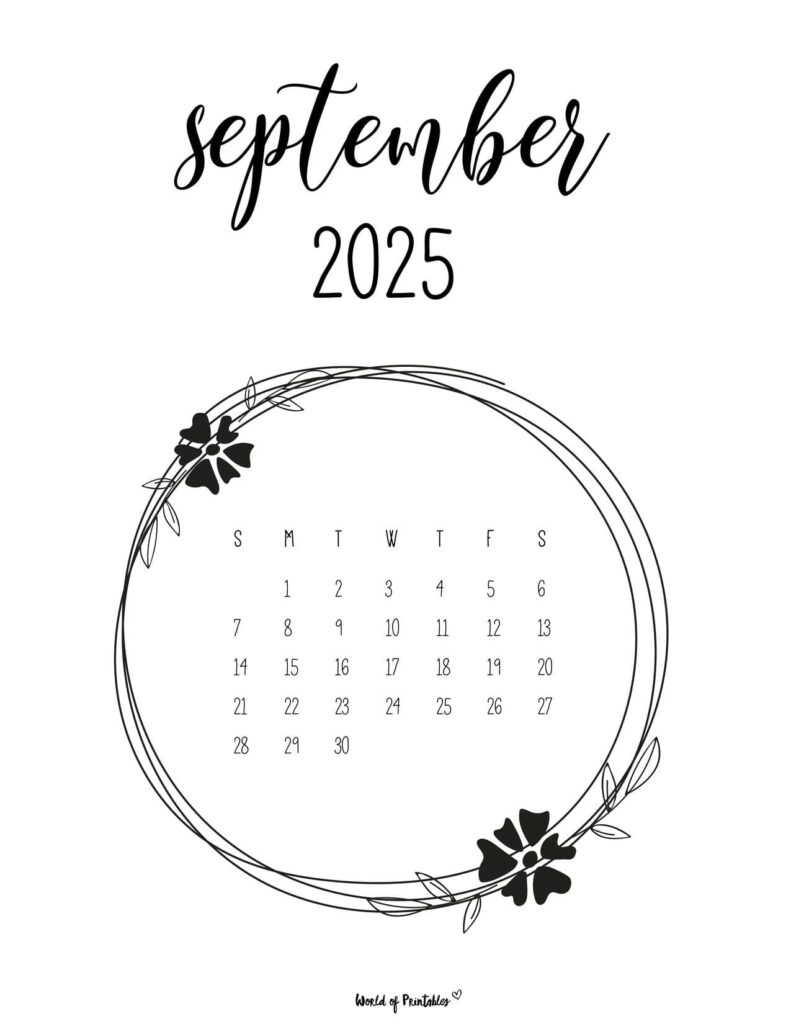 Free Printable September 2025 Calendars - World Of Printables pertaining to September 2025 Calendar Cursive
