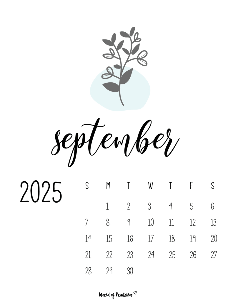 Free Printable September 2025 Calendars - World Of Printables pertaining to September 2025 Calendar Graphic