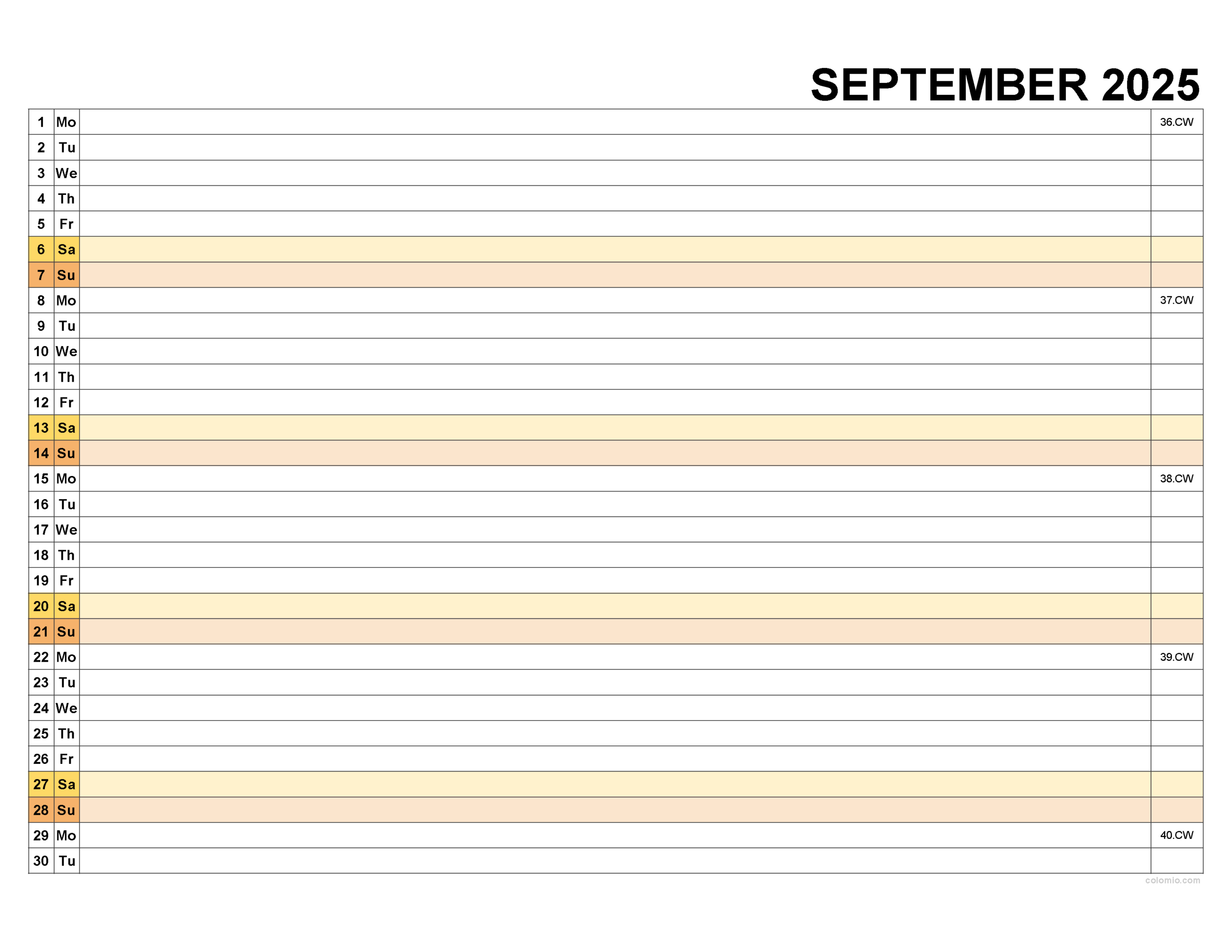 Free September 2025 Calendar | Printable Pdf, Xls, Png Formats in Printable September 2025 Calendar with Lines