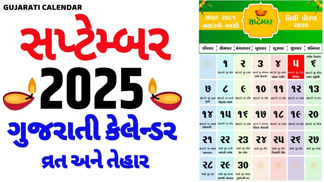 Gujarati Calendar 2025 September | ગુજરાતી કેલેન્ડર 2025 | September 2025 Gujarati Calendar pertaining to Gujarati Calendar September 2025