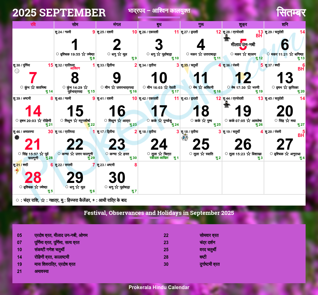 Hindu Calendar 2025, September within September 2025 Calendar With Holidays Kannada
