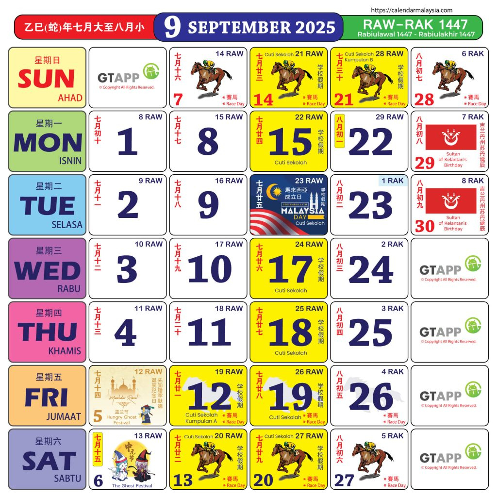 Kalendar Kuda 2025: Tarikh Cuti Umum Malaysia Dan Cuti Sekolah pertaining to Calendar Kuda September 2025