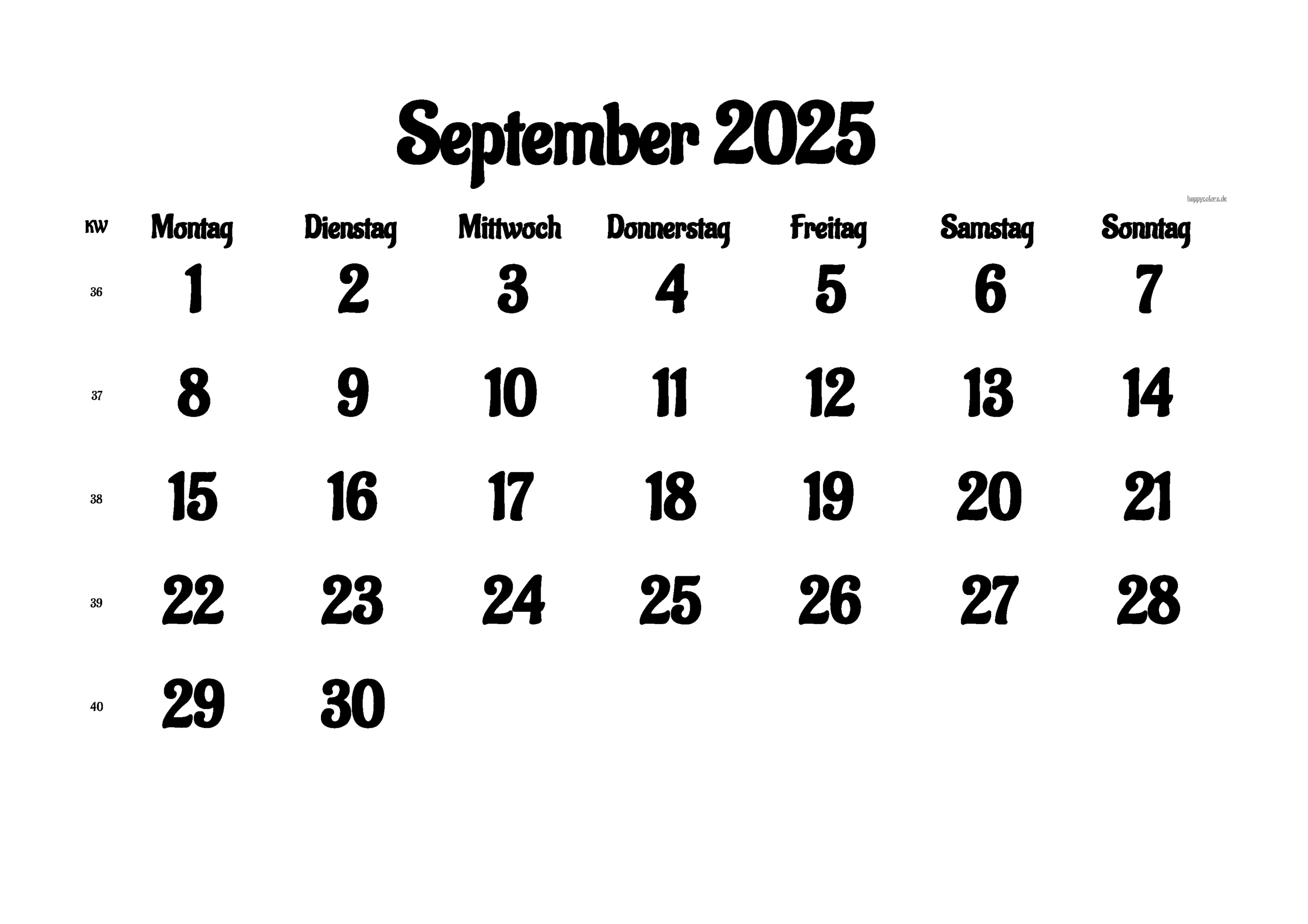 Kalender September 2025 Zum Ausdrucken (Pdf, Xls, Png) with regard to September Calander 2025