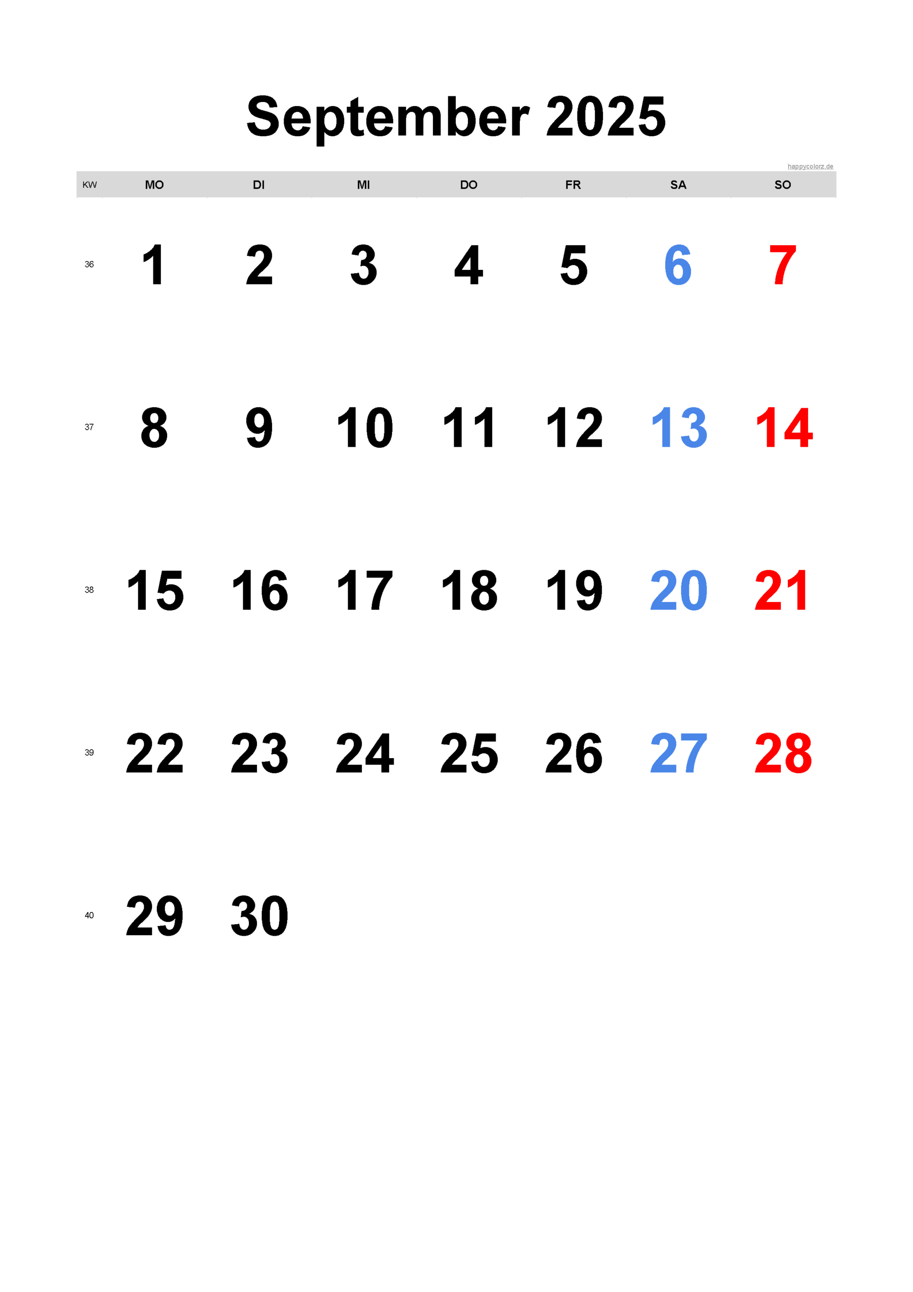 Kalender September 2025 Zum Ausdrucken (Pdf, Xls, Png) with September September 2025