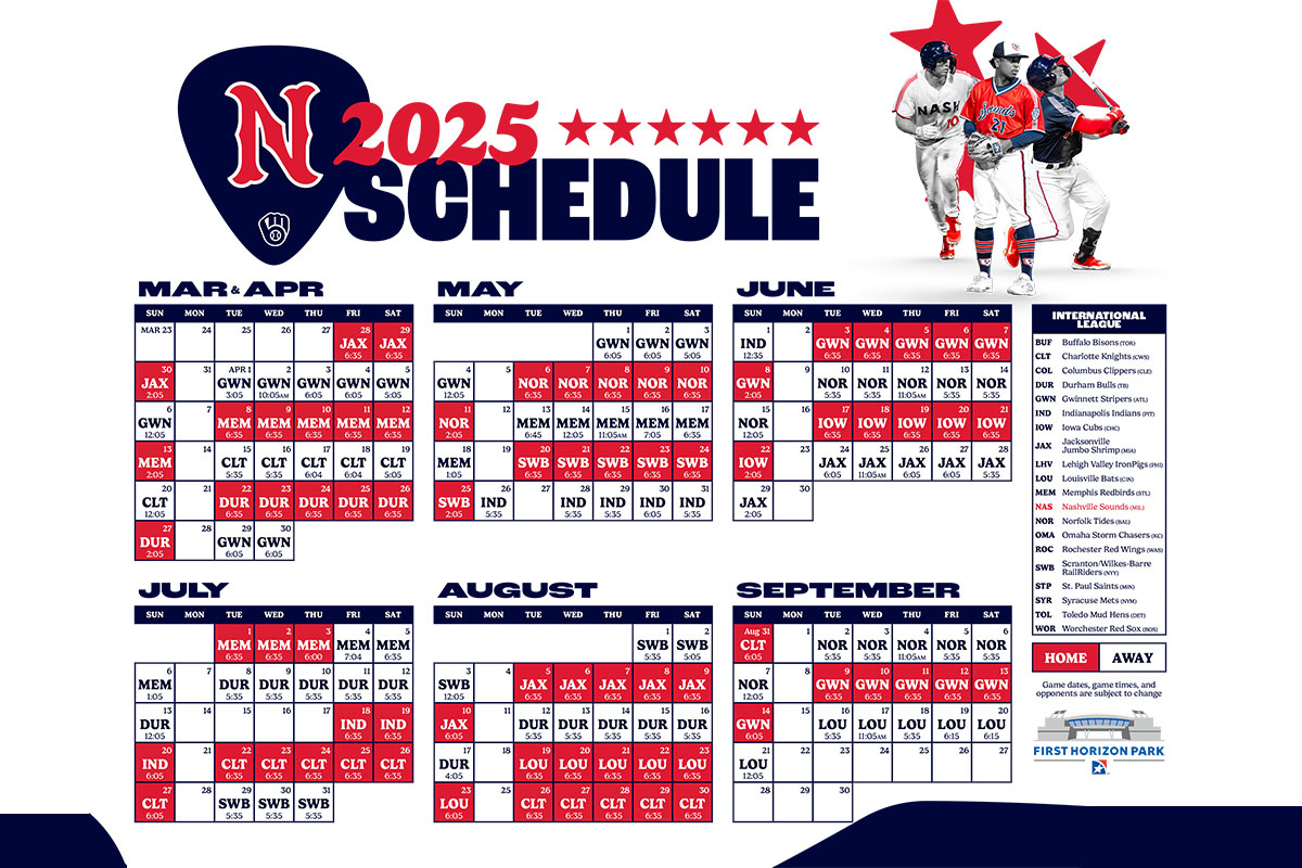 Nashville Sounds Releases 2025 Season Game Times - Clarksville within Nashville Calendar of Events September 2025