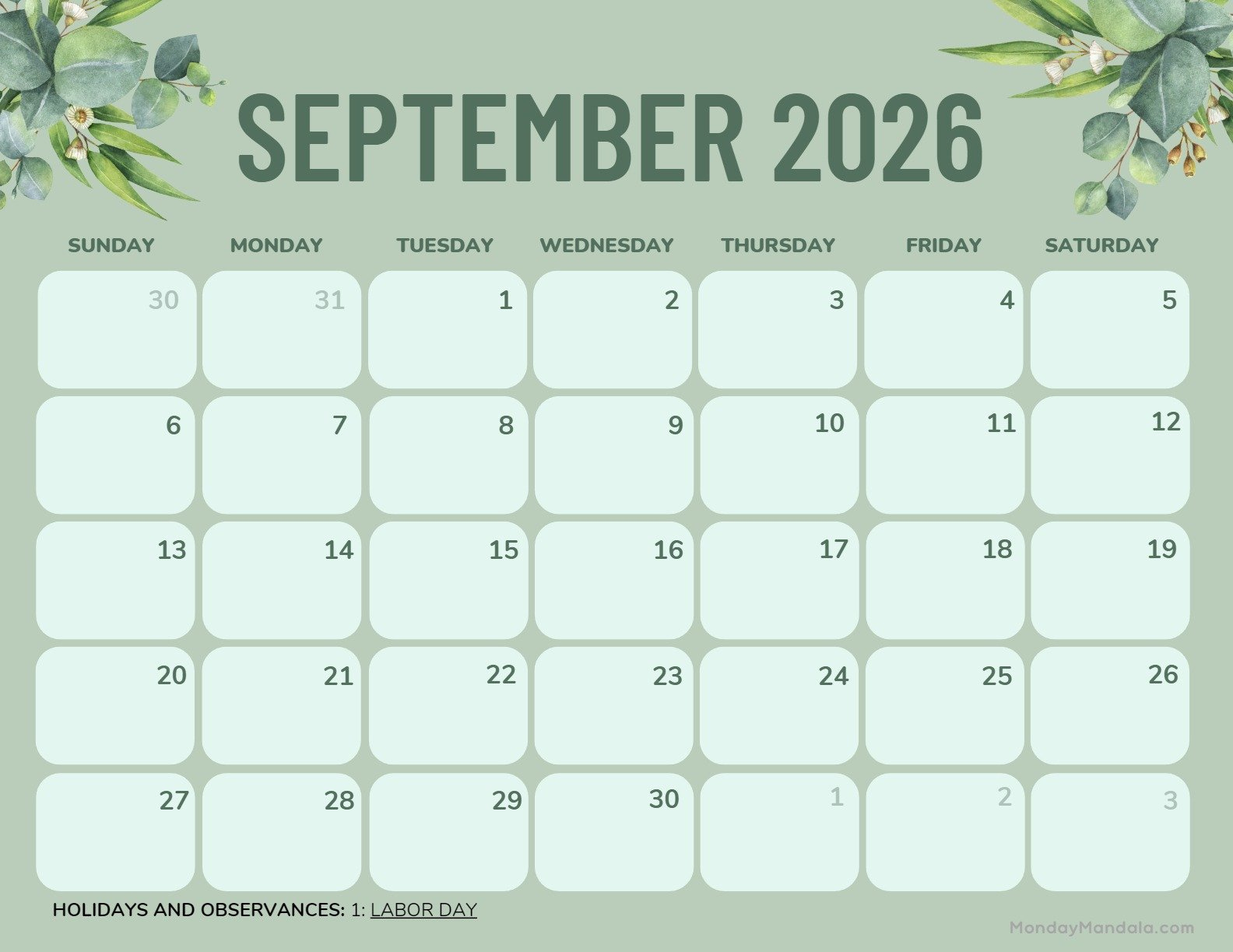 September 2025 Calendar (52 Free Pdf Printables) in September 2025 Calendar Monday Mandala