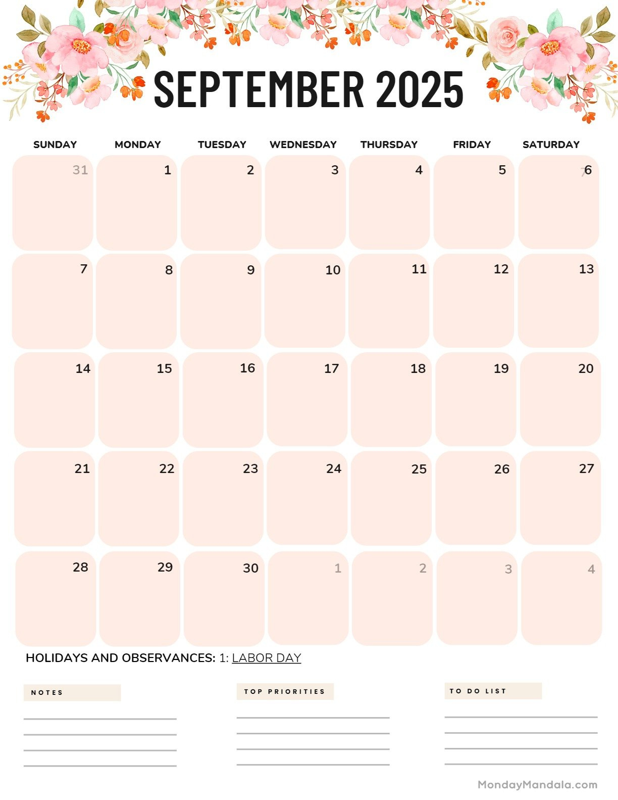September 2025 Calendar (52 Free Pdf Printables) with September 2025 Calendar Monday Mandala