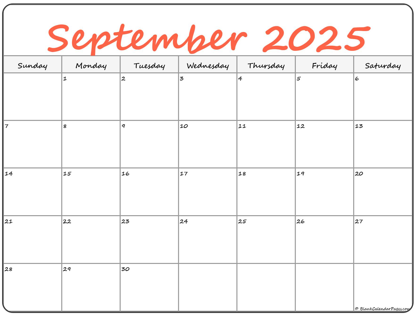 September 2025 Calendar | Free Printable Calendars within Large September 2025 Calendar