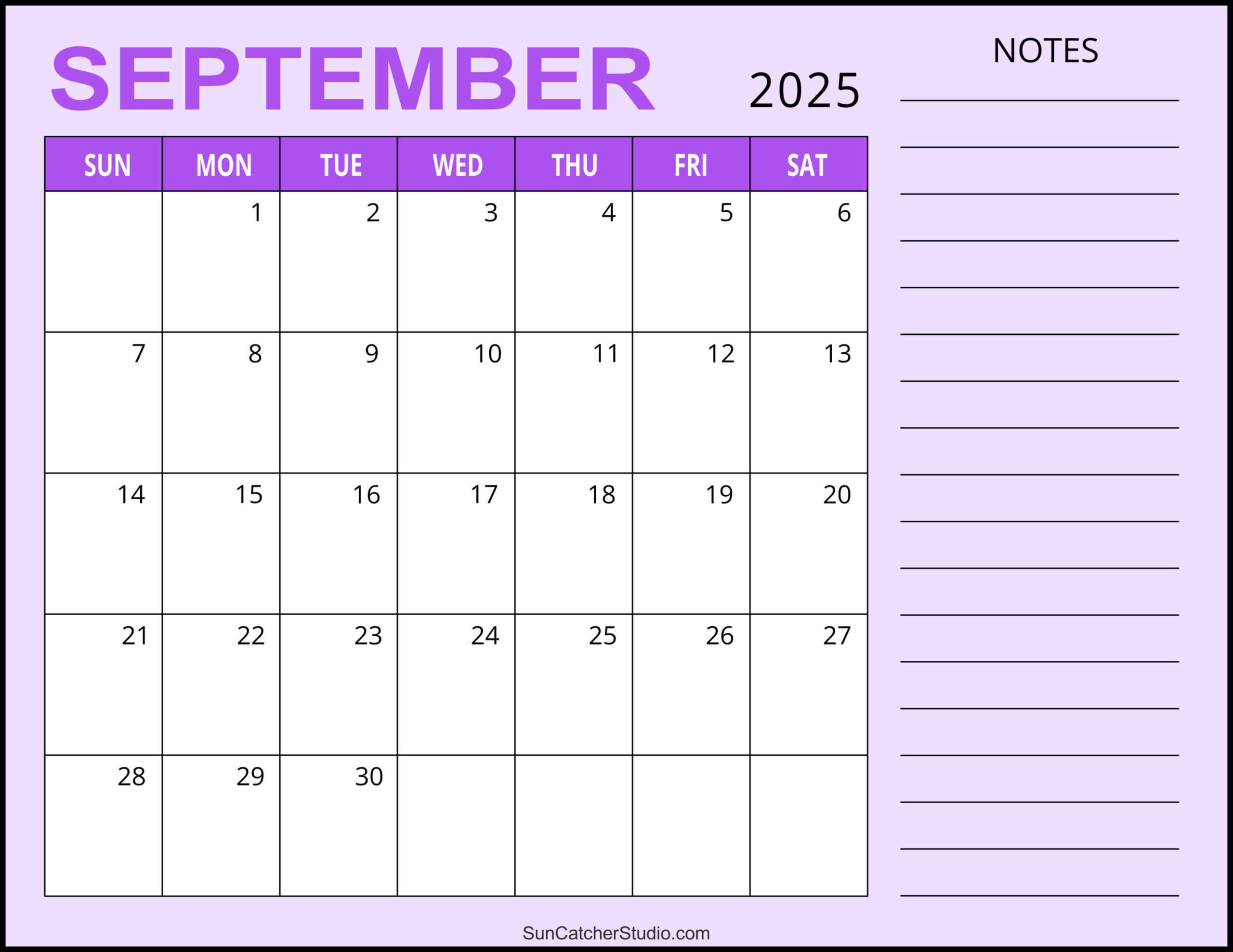 September 2025 Calendar (Free Printable) – Free Printables inside September 2025 Calendar Printable With Notes