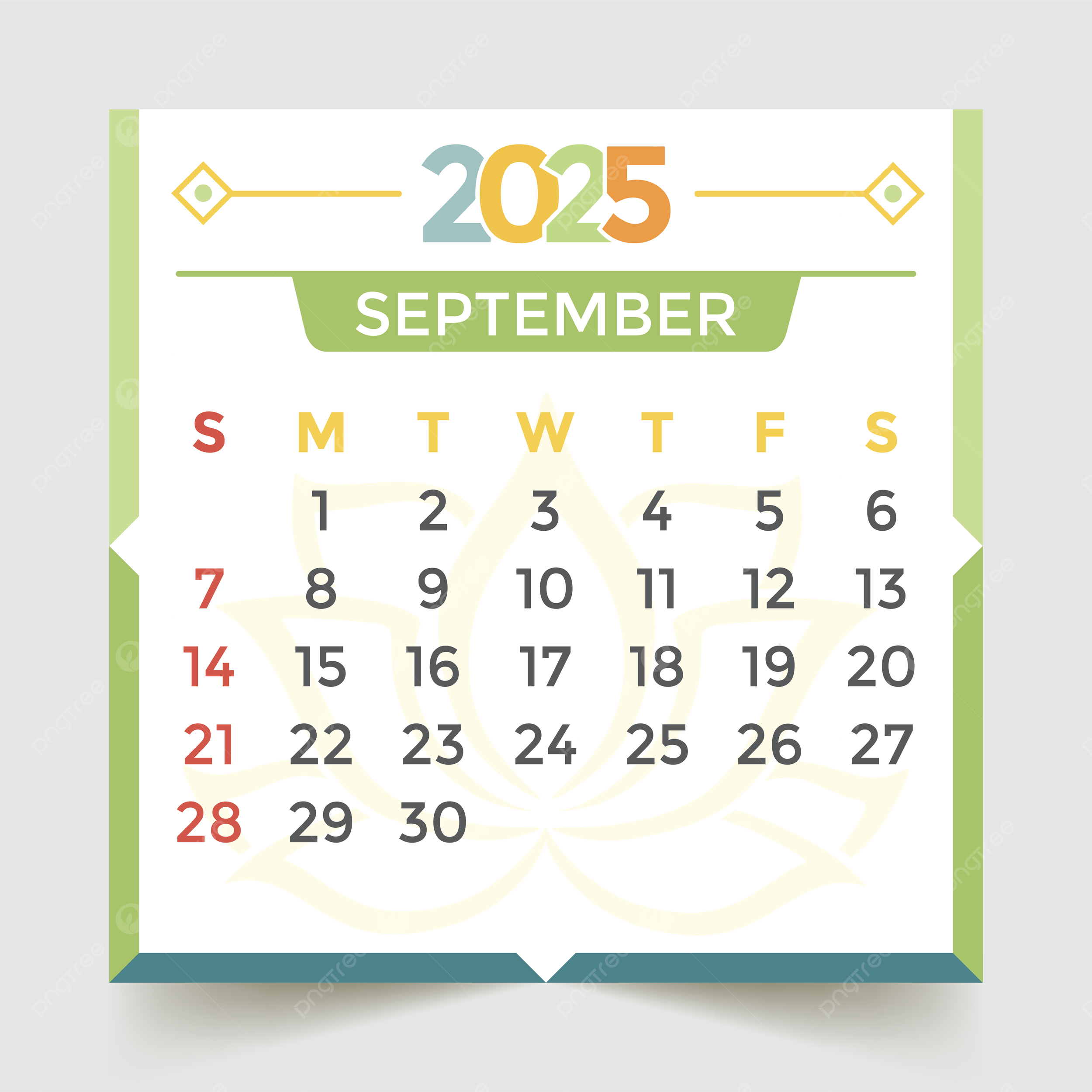 September 2025 Calendar Green Vector Template Download On Pngtree for September 2025 Calendar Green