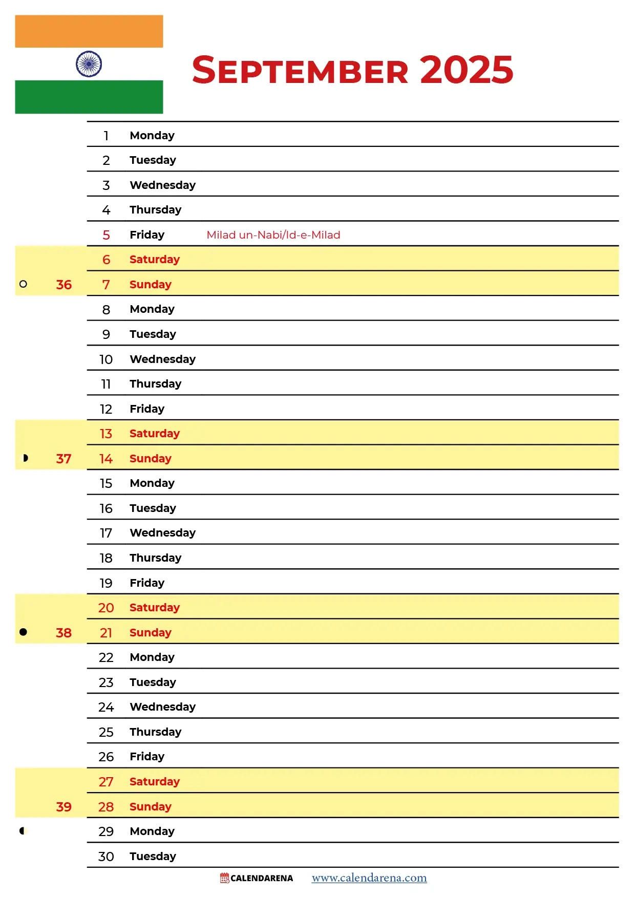 September 2025 Calendar India in September 2025 Calendar With Holidays And Festivals