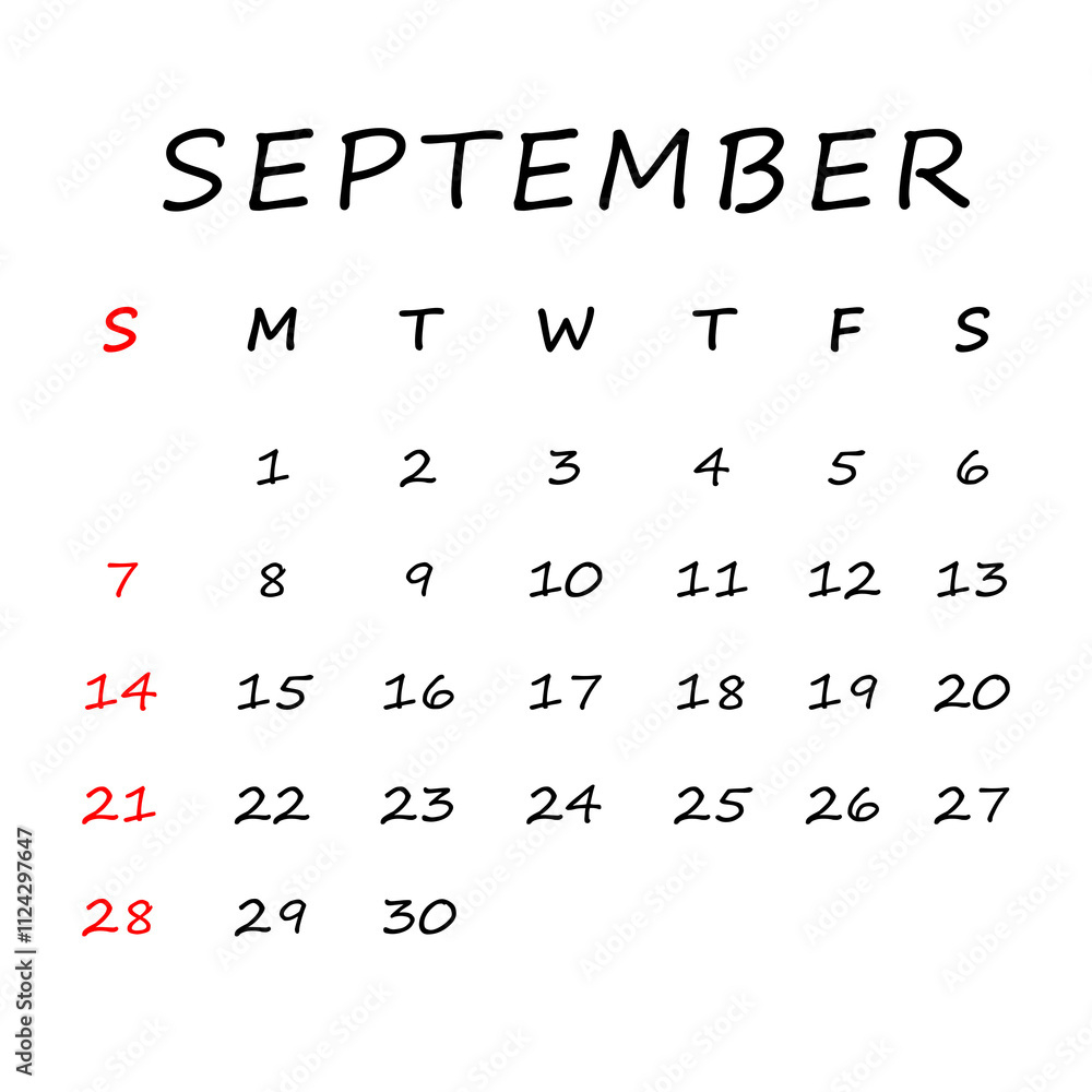 September 2025 Calendar Png Transparent Background Stock for September 2025 Calendar Png