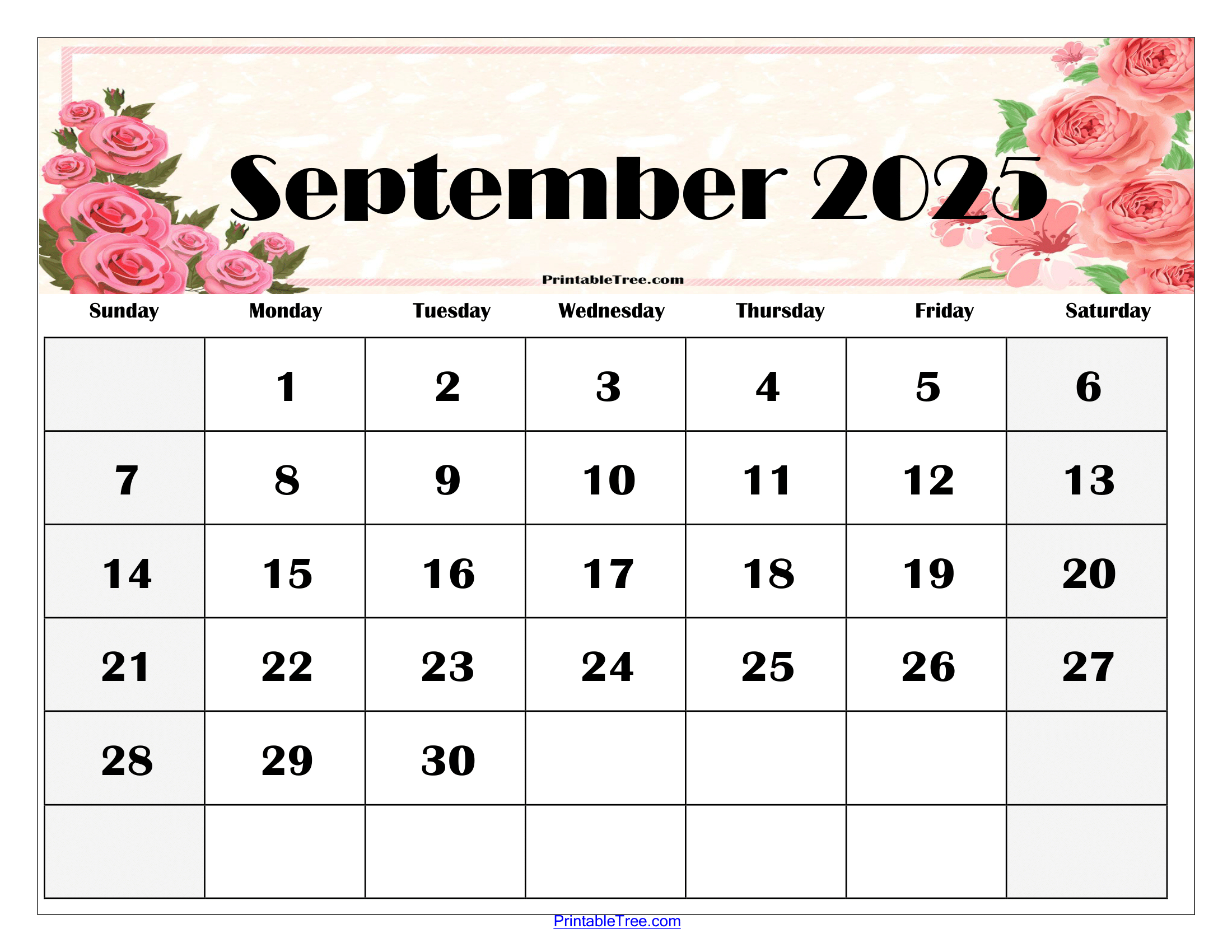 September 2025 Calendar Printable Pdf Template With Holidays for September 2025 Calendar Flowers