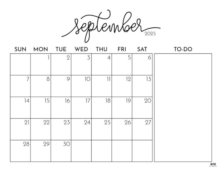 September 2025 Calendar Coloring Page