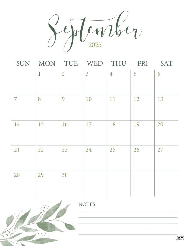 September 2025 Calendars - 107 Free Printables | Printabulls throughout September 2025 Calendar Homemade
