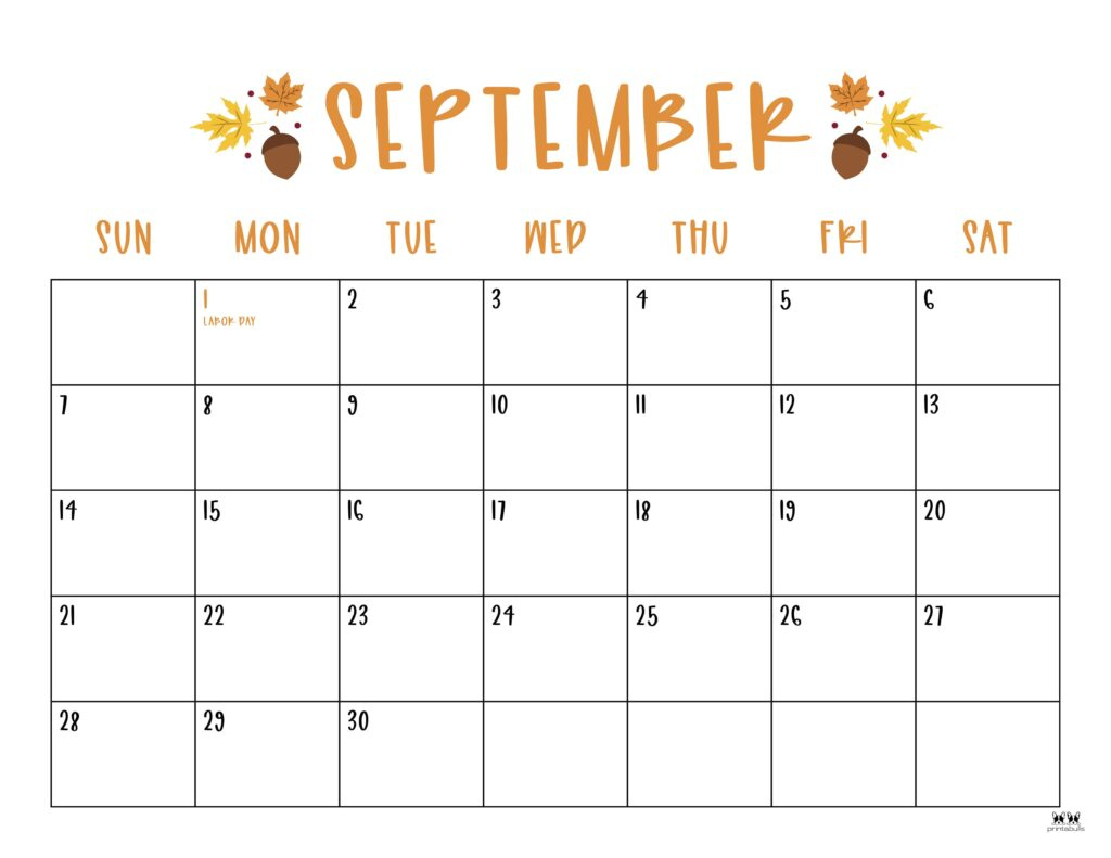 September 2025 Calendars - 107 Free Printables | Printabulls with regard to September 2025 Calendar Cute